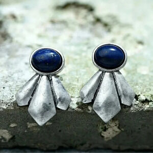Lapis Lazuli Tribal Stud Earrings